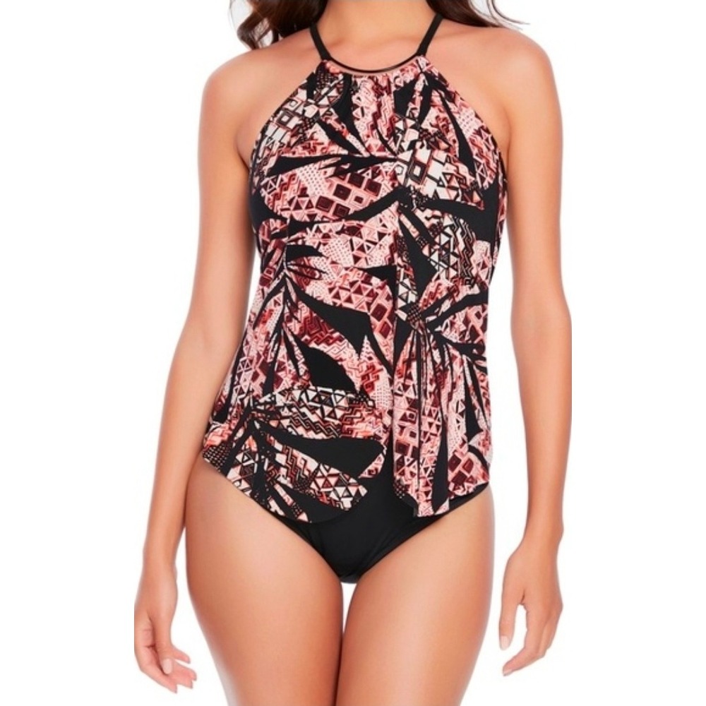 Magicsuit Women Black Tribal Geometric Palm Print Slimming One Piece Swimsuit 14